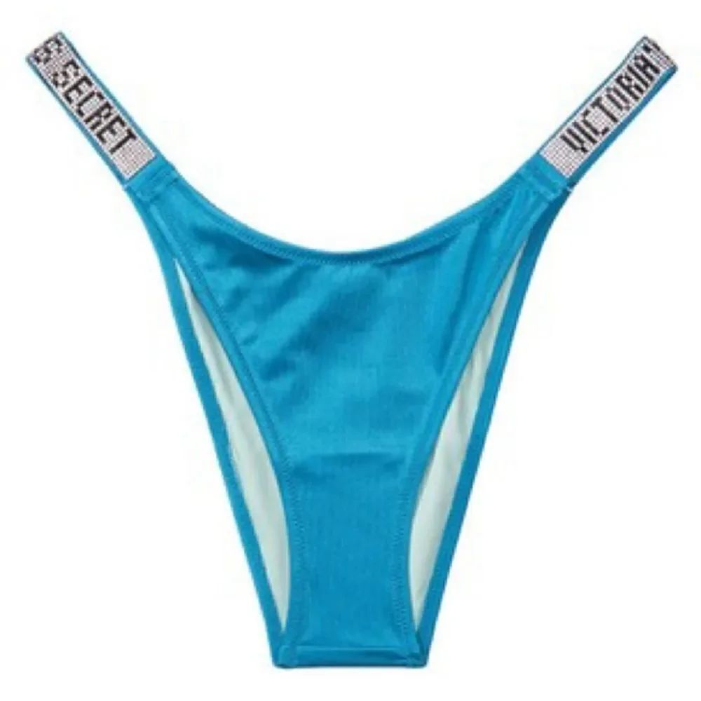 Victoria’s Secret Swim Rhinestone Shine Strap Brazilian Bikini Bottoms Cosmo
